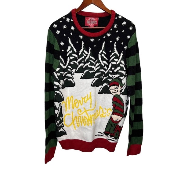Happy Holiday Funny Ugly Christmas Sweater Size Medium - Picture 1 of 8